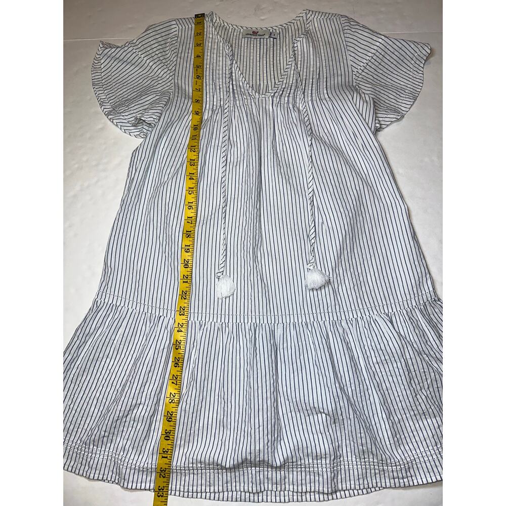 Vineyard Vines Women's Dress Size 2 Striped Pintuck Flutter Sleeve Navy White - Picture 5 of 8